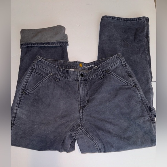 Carhartt Fleece Lined Original Fit 102213 Carpenter Gray Pants Size 10 Short - Picture 1 of 14